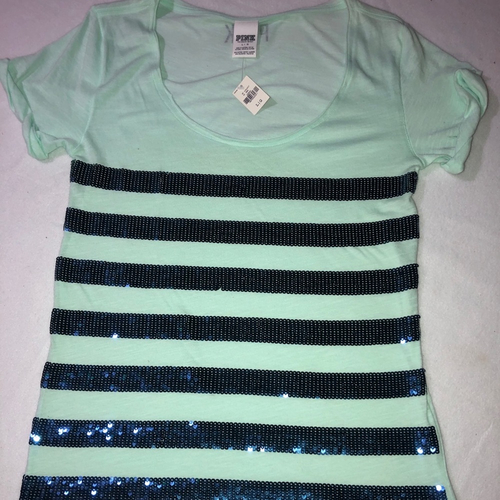 NEW Victoria’s Secret PINK Sequin Stripe Shirt